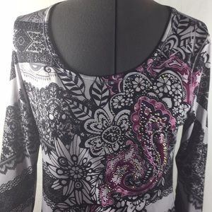 Dressbarn 3/4 Sleeve Embellished Top Size M